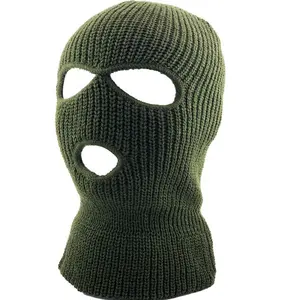 Strickmaske Großhandel gestrickte 3-Loch-stickene Ski-Maske Winter-Reitermütze Balaclava 2024