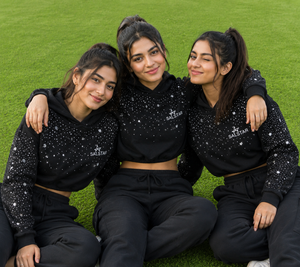 <b>Women</b> Rhinestone Cropped Hoodie <b>Cargo</b> Pants Set, Custom Streetwear Tracksuit, Sparkle Crystal Sweat Suit for Wholesale - Product Image 5