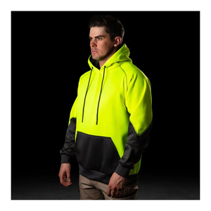 <b>Reflective</b> Hooded Fr Sweatshirt Hi-vis Safety Hoodie Knitted Cotton Custom Logo Solid Color <b>Top</b> Work Clothes - Product Image 1
