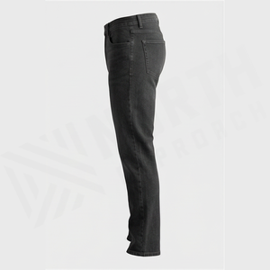 Jean en denim coupe droite délavé foncé pour homme, taille haute, coupe slim, en coton, style décontracté, pantalon d'automne - Product Image 3
