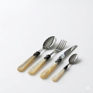 Luxury Stainless Steel Cutlery Set With Pearlescent White Mother Of Pearl Style <b>Handles</b> Hotel Restaurant Flatware Home Use - Product Image 5