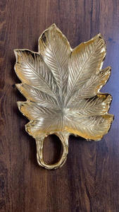 Bandeja decorativa de metal chapado en oro de alta calidad, bandeja de fruta seca de vidrio de metal decorativo de India a la venta - Product Image 3