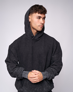 Sudadera con Capucha Extra Grande para Hombre, Color Sólido, Algodón French Terry, Estilo Casual, Transpirable, Lavada, Estilo Otoñal - Product Image 2