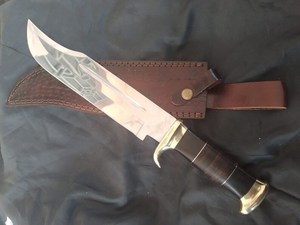 Couteau de survie, utilitaire, de camping et de chasse de haute qualité en acier inoxydable avec manche en micarta fixe, OEM, par A&M Enterprises - Product Image 2