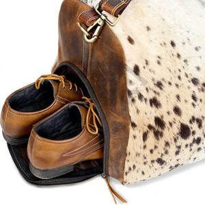 New Western Real Cowhide <b>Fur</b> Leather 2026 Arrival Customizable Waterproof Multi-Functional Travel Sport Men Duffel Bag Custom - Product Image 5