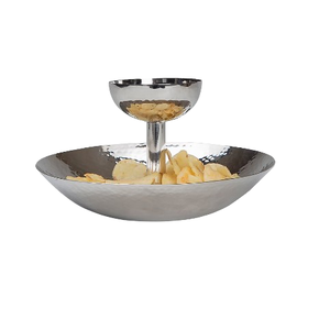 Decorative Customized Design Shiny Polished Decorative Chip and Dip <b>Tray</b> Table Metal Stainless Steel Dishes Plate - Product Image 1