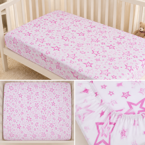 Juego de Sábanas para Cuna de Bebé 100% Algodón Orgánico Tejido |   Funda de colchón ajustable con estampado de abeja de dibujos animados, calidad premium, ultra suave - Product Image 3