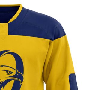 Maillot de hockey sur glace jaune et bleu marine à manches longues, uniforme d'équipe léger et respirant, chemise de hockey professionnelle pour hommes et femmes - Product Image 4