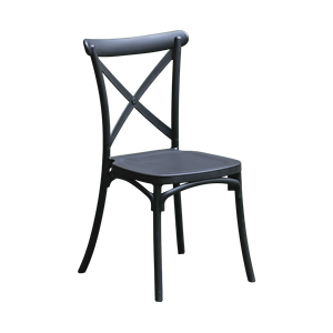 Modern Black Crossback <b>Dining</b> <b>Chair</b> | <b>Stackable</b> Polypropylene Bistro Patio Seat for Commercial Luxury European Cafe Restaurant - Product Image 4