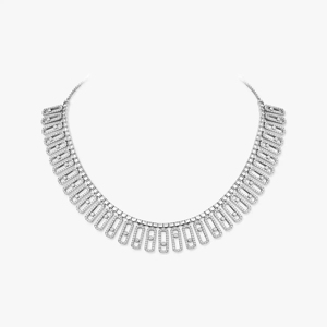 Luxury Women's Rhodium Plated Diamond <b>Choker</b> Necklace With Pave Lock Charms Party Jewelry - Product Image 1