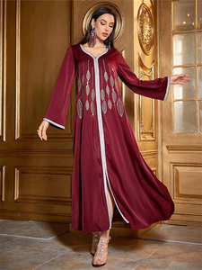 Robe longue de soirée élégante en viscose respirante, brodée de strass, pour occasions formelles sur mesure - Product Image 6