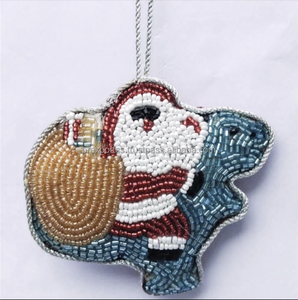 Quiero un Hipopótamo para Navidad, Adorno de Santa Claus con Cuentas, Decoración de Árbol de Navidad con Hipopótamo, Regalo Navideño Hecho a Mano, Arte de Boutique - Product Image 1