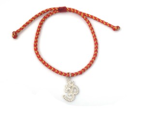 Bracelet en cordon tressé réglable plaqué or 18 carats avec breloque en zircon - Style minimaliste - Product Image 1