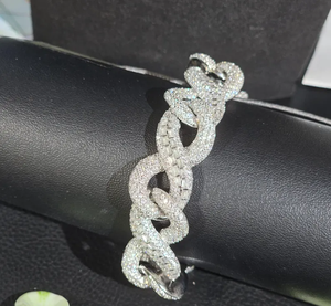 Bracelet chaîne cubaine en moissanite pour homme, style Hip Hop de luxe, entièrement pavé et étincelant, bijoux streetwear, cadeau audacieux - Product Image 2