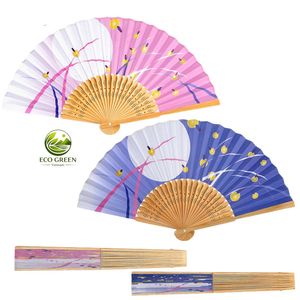 Éventail pliant en bambou personnalisé en gros, imprimé sur tissu, pour souvenirs de mariage et cadeaux promotionnels - Product Image 2