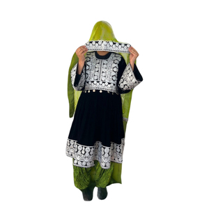 Modern Handmade Afghan Kuchi Dresses Solid Lace <b>Sequined</b> Breathable Knee Length Long Sleeves Plus Size Formal Kuchi Dress - Product Image 5