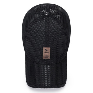 Mesh Trucker Cap Unisex Adjustable Back Closure Breathable Outdoor Sports <b>Hat</b> Solid Black 6-Panel Design Casual Style - Product Image 6