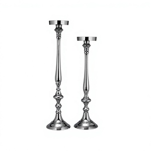 Iron Aluminum Metal Nickel Floor Standing <b>Pillar</b> <b>Candle</b> Holder for Interior & Wedding Party Decoration - Product Image 1