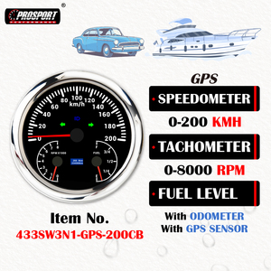 Compteur de vitesse électrique 3-en-1 110 mm (4-3/8 po) 7 couleurs 200 km/h avec tachymètre, jauge de carburant et odomètre, cadran noir, 12/24 V, IP67, pour applications automobiles et marines - Product Image 3