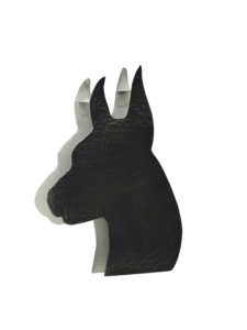 Modern Abstract Metal Dog Head Sculpture Handcrafted Iron Sheet Animal Silhouette Art Decor for Home Office <b>Shelf</b> - Black - Product Image 1