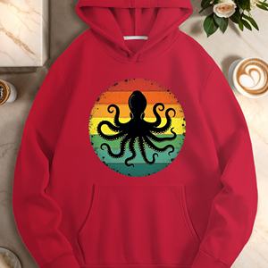 Octopus avec des sweats à capuche décontractés pour femmes à rayures rétro - Product Image 2