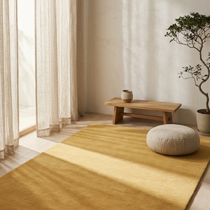 Tapis en laine jaune moutarde de qualité supérieure, tissé à la main, antidérapant, motif géométrique, tapis à poils épais pour salon, chambre à coucher, salle à manger - Product Image 1