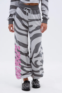 Women's Zebra Print 2-Piece Set Full Sleeve Loose Fit <b>Knitted</b> Sweatshirt Joggers Casual All Seasons <b>Animal</b> <b>Pattern</b> Long Set - Product Image 2