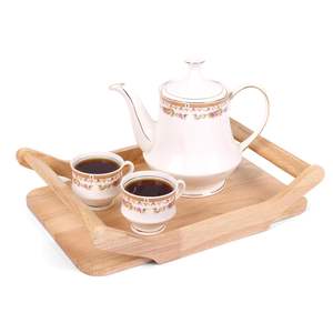 Plateau de service rectangulaire en bois de qualité supérieure, grand format, pour service à thé, style Windsor, fabriqué à la main en Inde, en bois d'hévéa |   pour la maison, la cuisine - Product Image 2