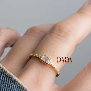Emerald Cut Lab Grown Diamond <b>Ring</b> for Women Bezel Set <b>Solitaire</b> Engagement <b>Ring</b> Diamond Band Elegant Fine Jewelry Gift - Product Image 4