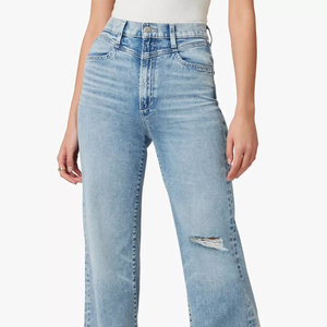 กางเกงยีนส์ขาบานทรงหลวมสไตล์วินเทจเอวกลางติดกระดุมสำหรับผู้หญิง แฟชั่นลำลองแนวสตรีท รับผลิตตามแบบ OEM - Product Image 2