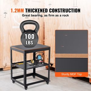 Supporto per Pialla a Tre Livelli Regolabili in Altezza, Capacità 45 kg, con 4 Ruote Stabili per Carichi Pesanti, Tavolo di Stoccaggio - Product Image 1