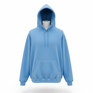 เสื้อฮู้ดสีฟ้าอ่อนสำหรับผู้ชาย ทรงปกติ ผ้าฝ้ายเฟรนช์เทอร์รี่ สวมใส่สบาย มีกระเป๋า เหมาะสำหรับใส่ในฤดูใบไม้ร่วง - Product Image 3