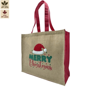Laminated <b>Jute</b> Cotton Blend <b>Gift</b> Tote <b>Bag</b> Festive <b>Gift</b> 38x33x12.5 cm Custom Logo Wholesale OEM Private Label Reusable Model SS41 - Product Image 3
