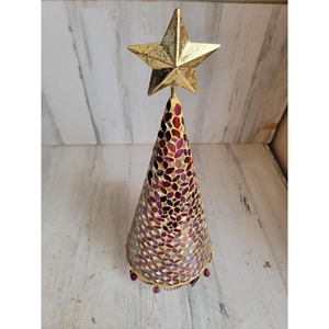 Metal Christmas <b>Tree</b> with Red and Gold Crystal Detailing Tabletop Decor Perfect for Party and Event Celebration Decor From India - Product Image 3