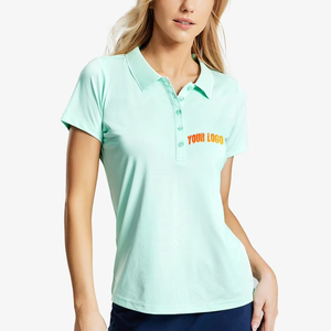 เสื้อโปโลผู้หญิง คอวี ปักลายตามสั่ง ป้องกันแสงแดด UPF 50+ แห้งเร็ว สำหรับเล่นกอล์ฟ แขนสั้น ผลิตจากโพลีเอสเตอร์ 88% สแปนเด็กซ์ 12% - Product Image 5