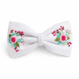 Lazos para el Cabello de Tela Bordados a Mano con Motivos Florales, Lazos Textiles Suaves para Bebés, Niños y Accesorios de Boutique - Product Image 1