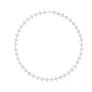 Collier infini Fleur en or blanc 18 carats plaqué rhodium UNIQUE, diamants de laboratoire taillés 19,8 carats, pour soirées, événements glamour, mariages, pour elle - Product Image 1