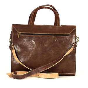 Biyadina Premium Vintage Unisex Dark <b>Brown</b> Leather Messenger <b>Bag</b> Handmade <b>Satchel</b> Zipper for Professionals Timeless Elegance - Product Image 3