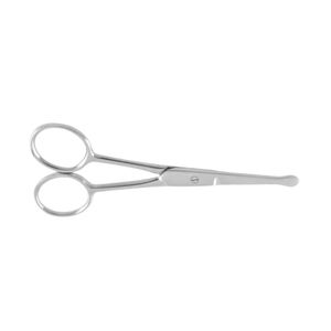 กรรไกรตัดขนจมูกด้ามยาว สแตนเลสสีเงิน สำหรับคนถนัดขวา ปลายมน ปลอดภัย ใช้ตัดขนบนใบหน้า ตัดขนหู ขนจมูก - Product Image 3