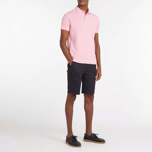 Polo de Manga Corta Rosa para Hombre, Corte Regular, Diseño Informal de Punto Transpirable, Color Sólido, Tela Piqué - Product Image 6