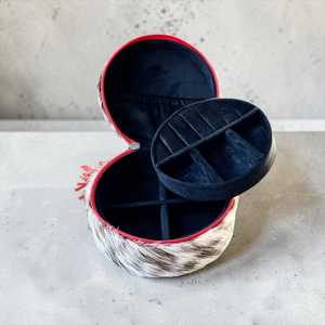 Étui à bijoux en cuir et fourrure avec fermeture éclair rouge, style bohème, boîte de rangement légère pour voyage, prix de gros - Product Image 3