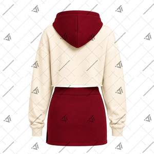 Vente en gros de Delta grec |   Sigma |   Vêtements de la sororité Theta pour femmes, ensemble de 2 pièces, sweat à capuche court brodé bicolore et mini-jupe - Product Image 2