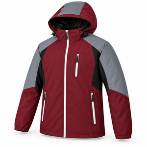 Veste softshell d'hiver pour homme, randonnée en plein air, capuche réglable, fermeture éclair intégrale, poches zippées, couleurs contrastées, logo d'entreprise personnalisé, texte, camping - Product Image 2