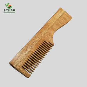 Peigne à cheveux en bois de Neem 100% pur, anti-statique, outil de lissage des cheveux pour barbiers et salons - Product Image 4