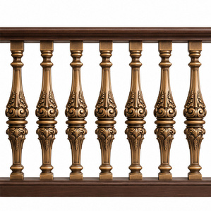 Rampe en bronze sculpté avec meneaux floraux sculptés pour hôtels de luxe, villas et escaliers courbes - Product Image 2