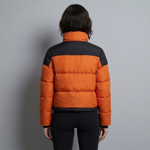 Chaqueta acolchada para mujer con cuello alto personalizado y capucha desmontable, ligera, impermeable, con forro de algodón. - Product Image 6