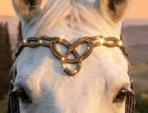 Diadema para Caballo de Cristal Hecha a Mano Rub International - Colección de +25 Colores - Cuero Brillante - Accesorios Ecuestres Curvos con Pedrería - Modelo 7860B - Product Image 3
