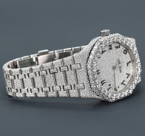 Auténtico reloj de diamantes Moissanite para hombre, reloj de pulsera de lujo de alta calidad, correa de goma de dos tonos de acero inoxidable, estilo Hip Hop helado - Product Image 1