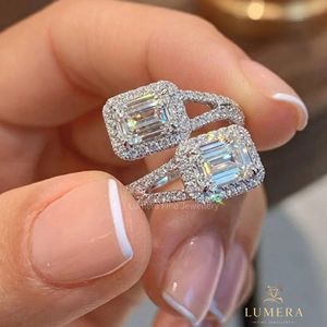 Lab-Grown <b>Emerald</b>-Cut Diamond Halo Engagement <b>Ring</b> Women 18KT Gold Sterling <b>Silver</b> 9K 10K 14K 18K Options - Product Image 1