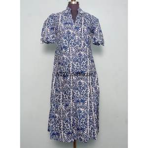 Vestido de Algodón 100% con Estampado Floral Hecho a Mano para Mujer, Vestido de Verano, Vestido de Fiesta, Vestido Informal para Mujer - Product Image 3